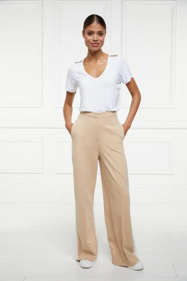 Women Trousers Holland Cooper Wide Leg Pant Camel