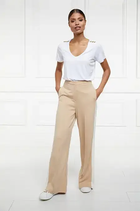 Women Trousers Holland Cooper Wide Leg Pant Camel