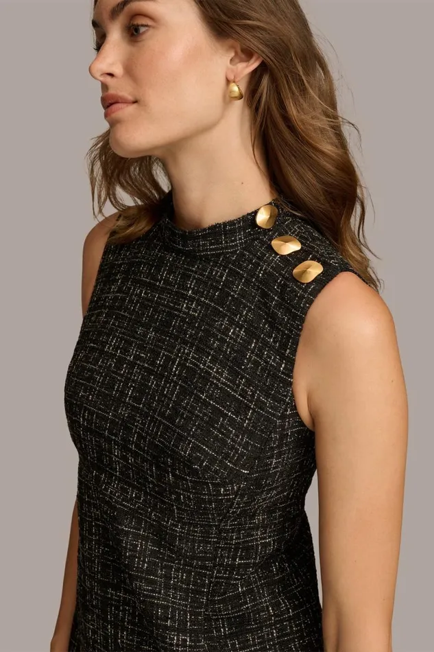 Women TWEED MOCK NECK SHIFT DRESS Blackcream Donna Karan New York Dresses And Jumpsuits Women TWEED MOCK NECK SHIFT DRESS Blackcream Donna Karan New York Dresses And Jumpsuits