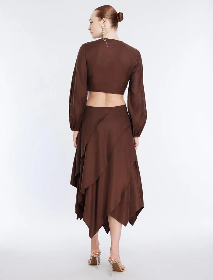 Women Twist Front Crop Top Chocolate BCBG Tops Women Twist Front Crop Top Chocolate BCBG Tops