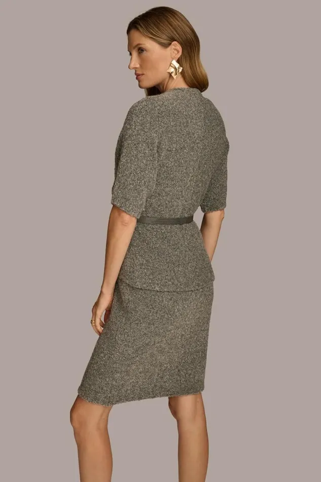 Women TWO PIECE SWEATER DRESS WITH BELT Tin Heather Donna Karan New York Dresses And Jumpsuits Women TWO PIECE SWEATER DRESS WITH BELT Tin Heather Donna Karan New York Dresses And Jumpsuits