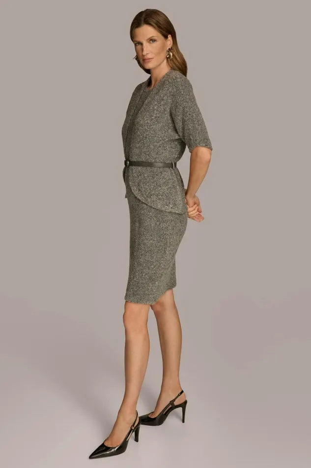 Women TWO PIECE SWEATER DRESS WITH BELT Tin Heather Donna Karan New York Dresses And Jumpsuits Women TWO PIECE SWEATER DRESS WITH BELT Tin Heather Donna Karan New York Dresses And Jumpsuits