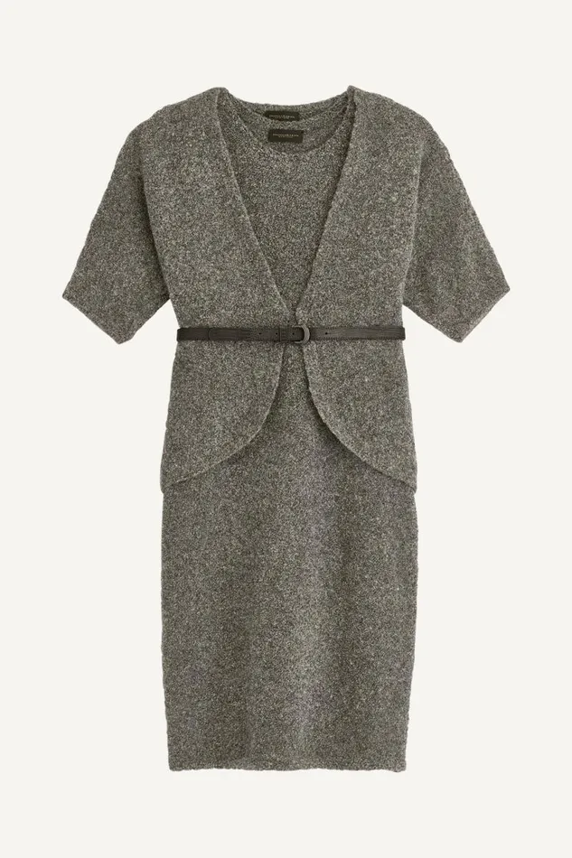 Women TWO PIECE SWEATER DRESS WITH BELT Tin Heather Donna Karan New York Dresses And Jumpsuits Women TWO PIECE SWEATER DRESS WITH BELT Tin Heather Donna Karan New York Dresses And Jumpsuits