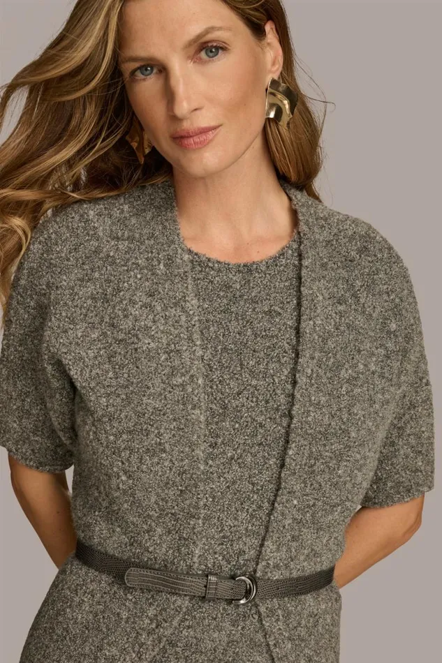 Women TWO PIECE SWEATER DRESS WITH BELT Tin Heather Donna Karan New York Dresses And Jumpsuits Women TWO PIECE SWEATER DRESS WITH BELT Tin Heather Donna Karan New York Dresses And Jumpsuits