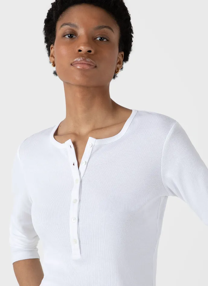 Women ussunspel Rib Henley White Tshirts and Tops Women ussunspel Rib Henley White Tshirts and Tops
