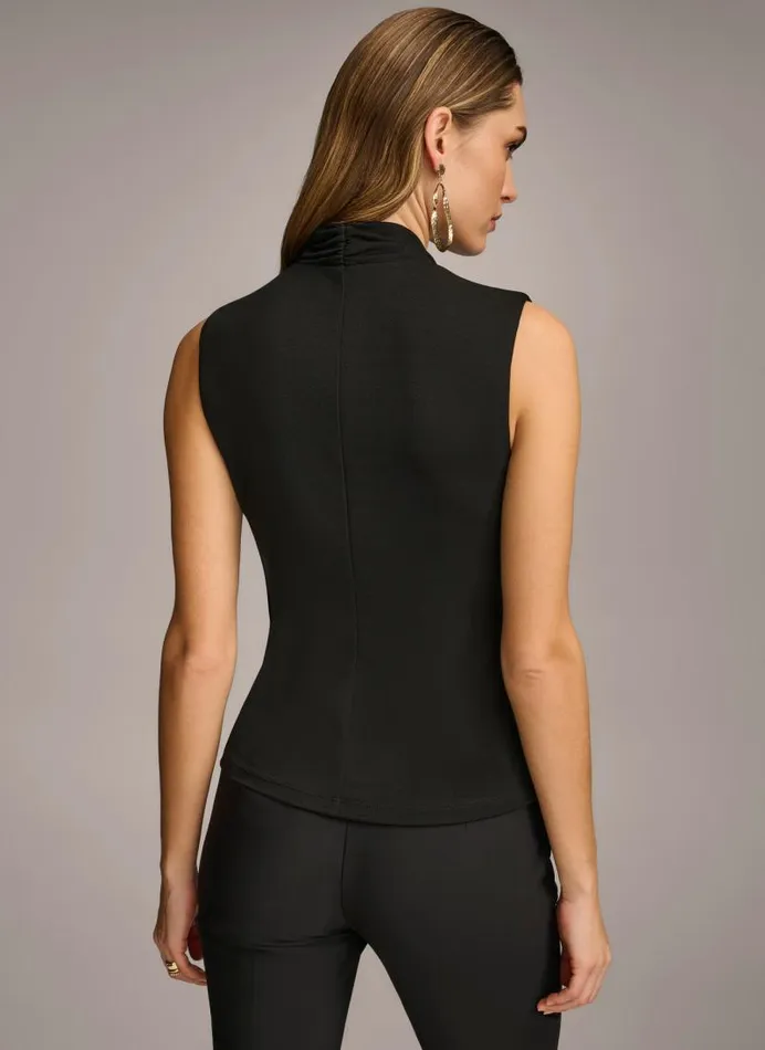 Women VNECK WITH HARDWARE AND RUCHED DETAIL Black Donna Karan New York Sweaters And Tops Women VNECK WITH HARDWARE AND RUCHED DETAIL Black Donna Karan New York Sweaters And Tops