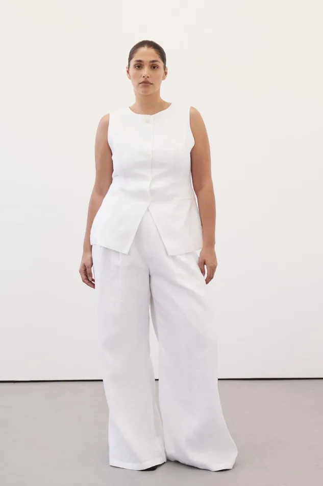 Women Vests DISSH ALESSIA WHITE LINEN VEST