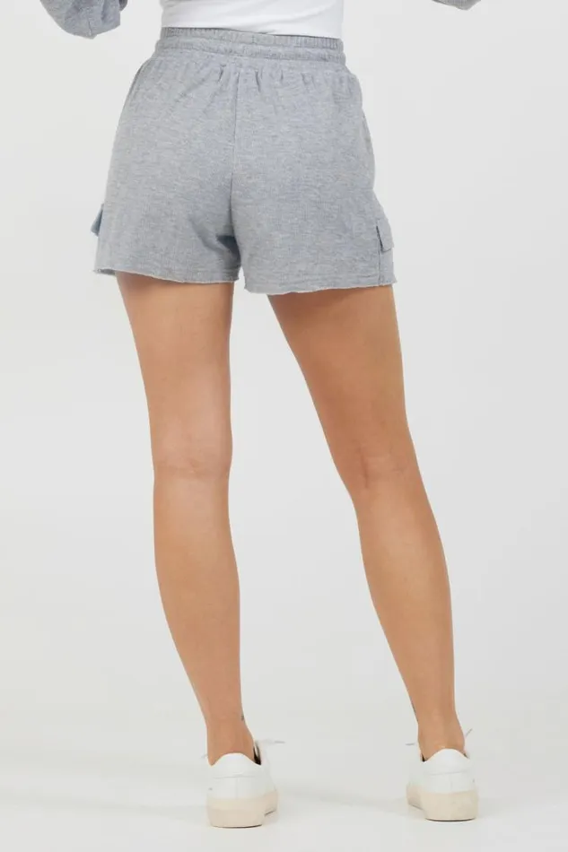 Women Vintage Havana All Bottoms Heather Grey Bounded Textured Jersey Shorts Heather Grey