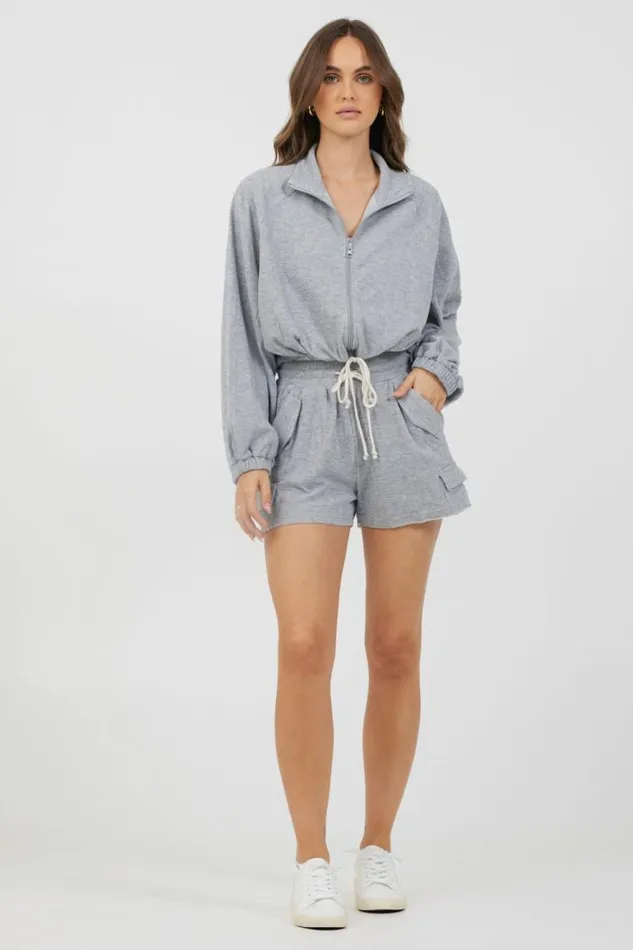 Women Vintage Havana All Bottoms Heather Grey Bounded Textured Jersey Shorts Heather Grey