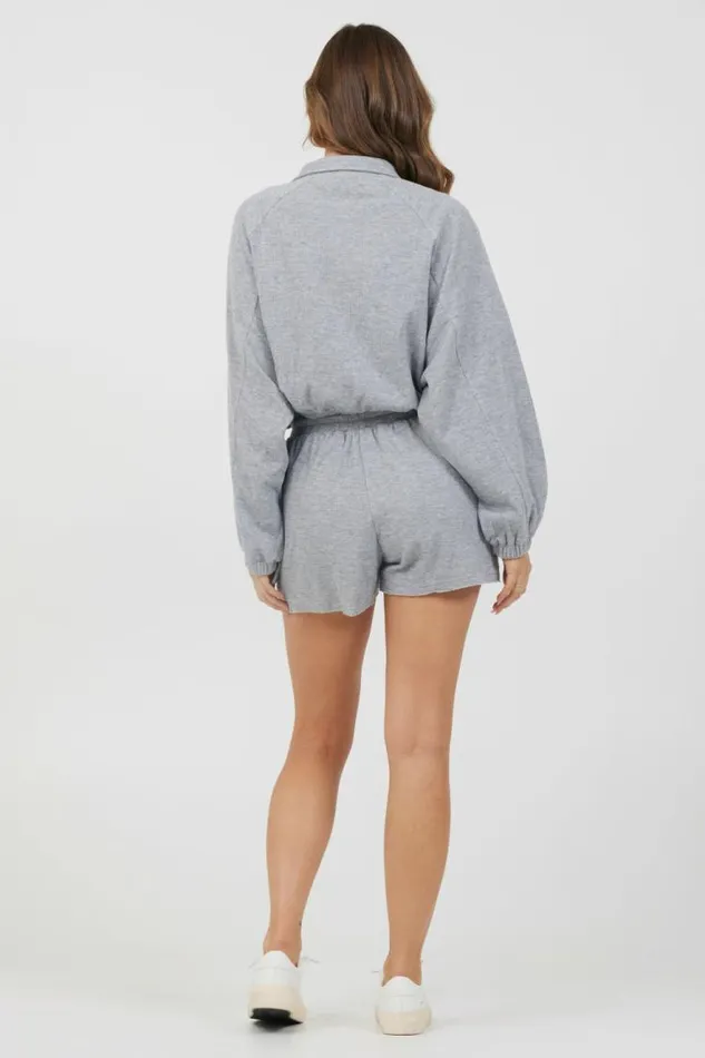 Women Vintage Havana All Bottoms Heather Grey Bounded Textured Jersey Shorts Heather Grey