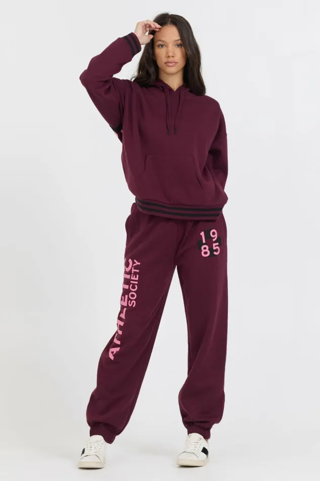 Women Vintage Havana Joggers Cabernet W Rose Printed Heavy Surf Wash Jogger Cabernet
