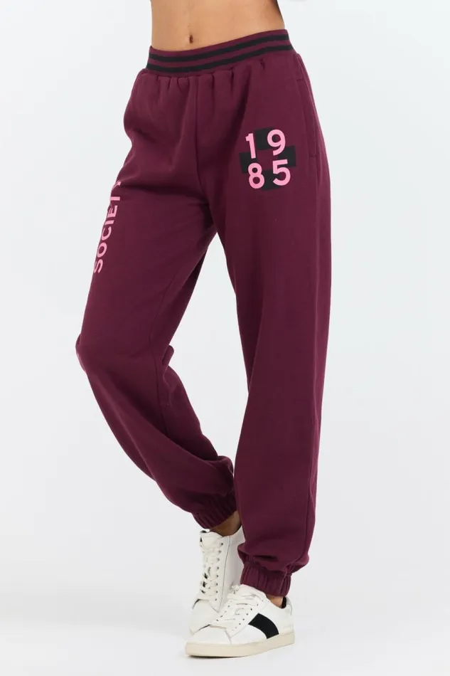 Women Vintage Havana Joggers Cabernet W Rose Printed Heavy Surf Wash Jogger Cabernet