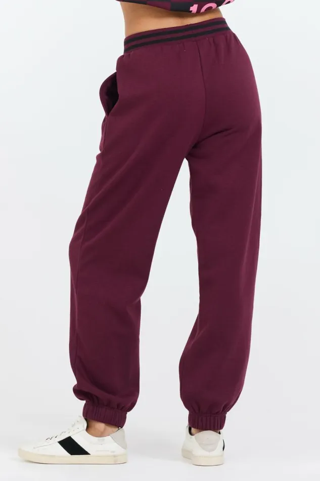 Women Vintage Havana Joggers Cabernet W Rose Printed Heavy Surf Wash Jogger Cabernet