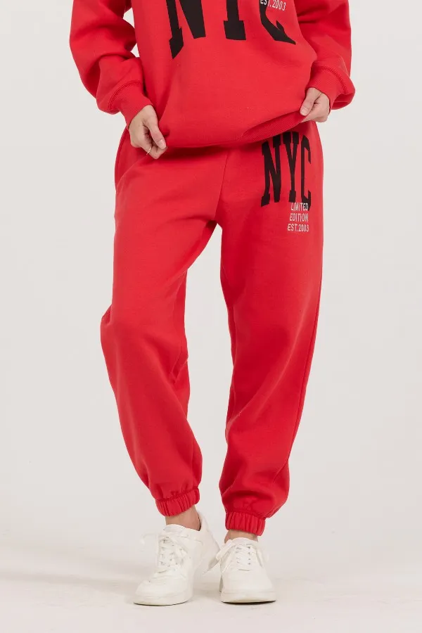 Women Vintage Havana Joggers Red Black Light Grey Garment Dye Jogger W Screen Print Red Women Vintage Havana Joggers Red Black Light Grey Garment Dye Jogger W Screen Print Red