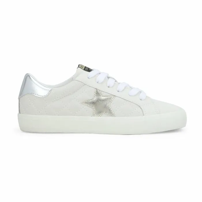 Women Vintage Havana Low Tops FLAIR 8211 WHITE QUILTED White Quilted