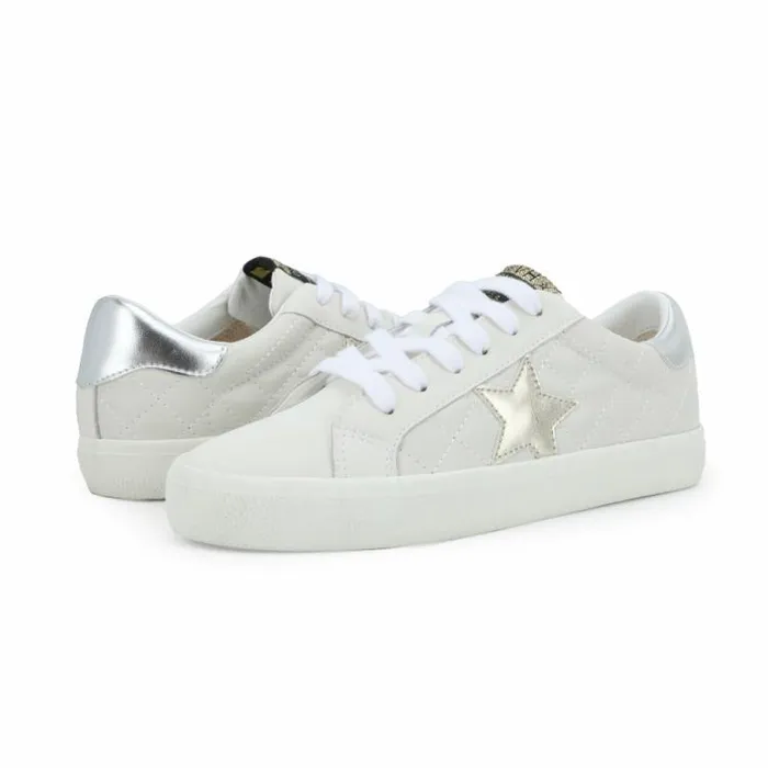Women Vintage Havana Low Tops FLAIR 8211 WHITE QUILTED White Quilted