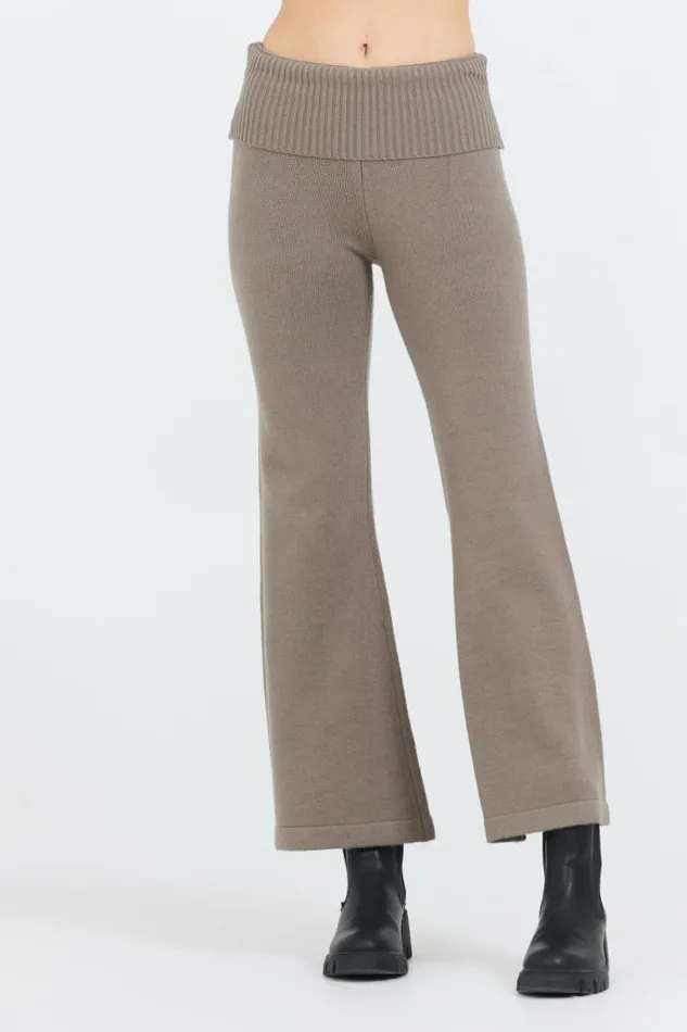 Women Vintage Havana Wide Leg Pants Olive Grey Slim Fit Knit Fold Over Flare Pant Grey Women Vintage Havana Wide Leg Pants Olive Grey Slim Fit Knit Fold Over Flare Pant Grey