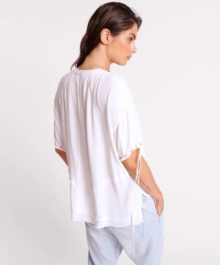 Women WHITE LACED CHARLESTON PANEL TEE One Teaspoon Tops Women WHITE LACED CHARLESTON PANEL TEE One Teaspoon Tops