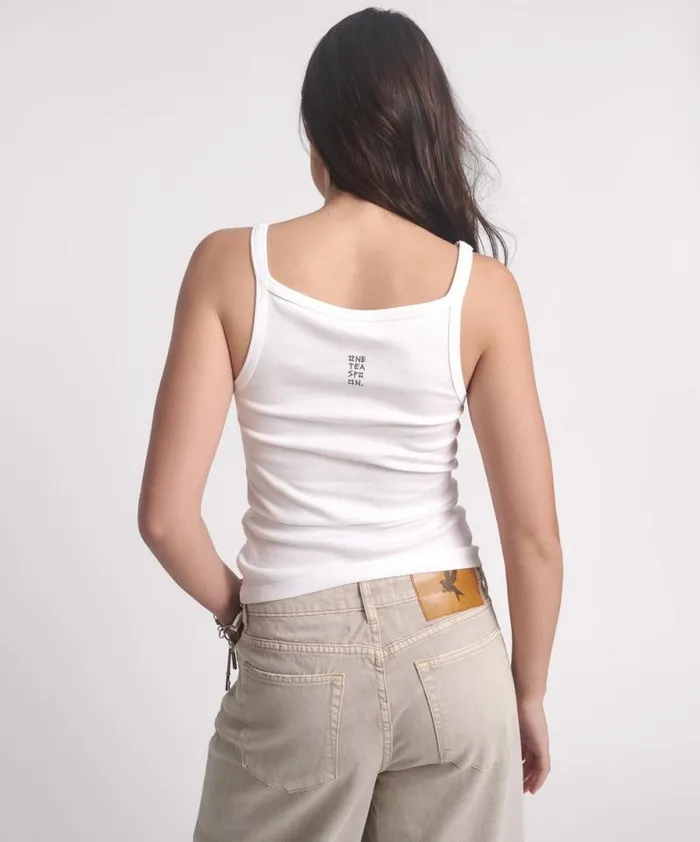 Women WHITE ONE TEASPOON RIB SINGLET One Teaspoon Tees and Tanks Women WHITE ONE TEASPOON RIB SINGLET One Teaspoon Tees and Tanks