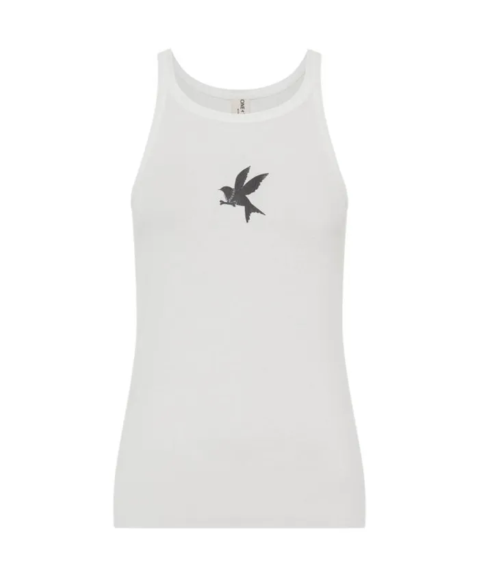 Women WHITE ONE TEASPOON RIB SINGLET One Teaspoon Tees and Tanks Women WHITE ONE TEASPOON RIB SINGLET One Teaspoon Tees and Tanks