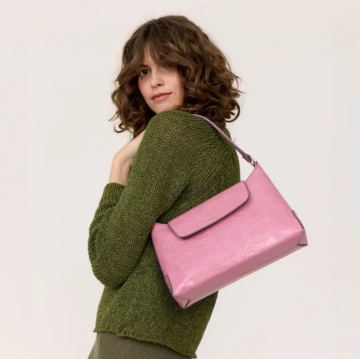 Women Wilder Shoulder Bag Pink Croc Fiorelli Shoulder Bags