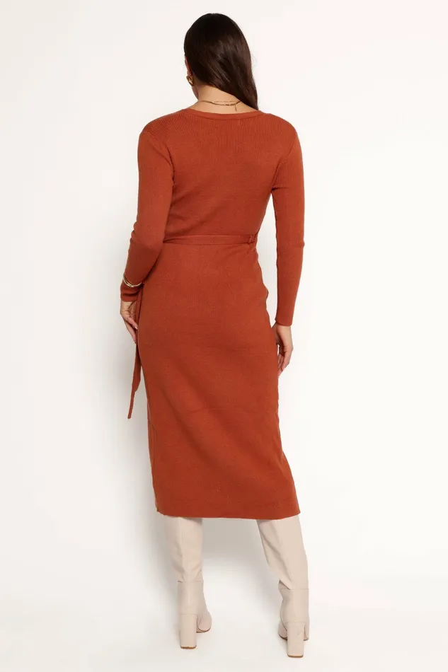 Women Winter Dresses Petal and Pup Kellan Wrap Midi Dress Bronze