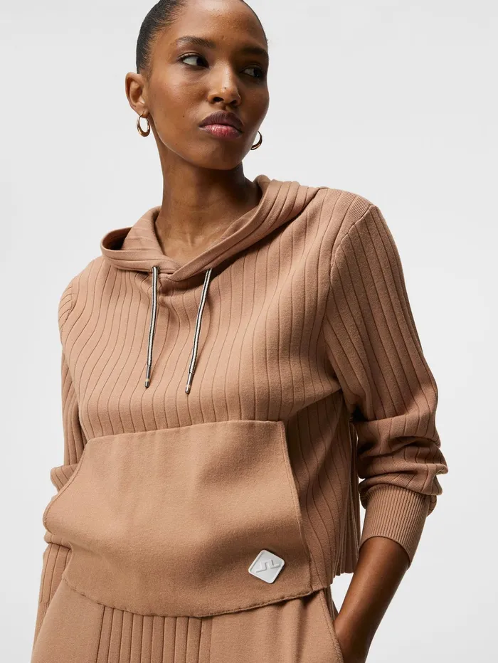Women Zania Knitted Hoodie Tiger Brown JLindeberg Sweaters Women Zania Knitted Hoodie Tiger Brown JLindeberg Sweaters