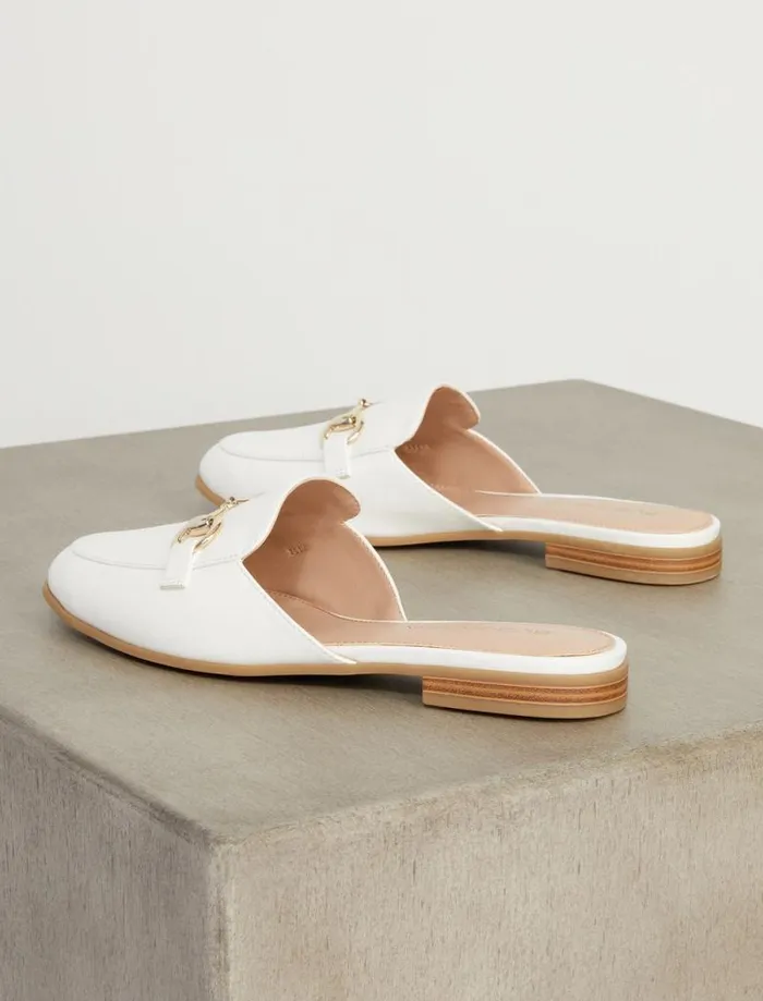 Women Zemy Mule Flat White BCBG Shoes Women Zemy Mule Flat White BCBG Shoes