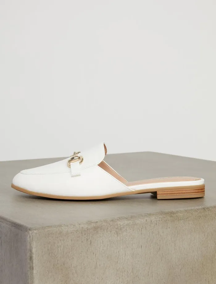 Women Zemy Mule Flat White BCBG Shoes Women Zemy Mule Flat White BCBG Shoes