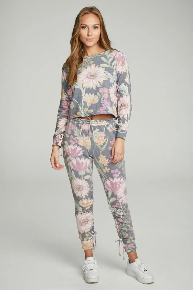 Womens Chaser Brand Bottoms Drawstring Shirred Cuffed Slim Jogger