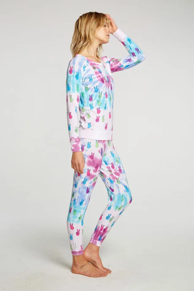 Womens Chaser Brand Bottoms Tie Dye Peace Out Pants