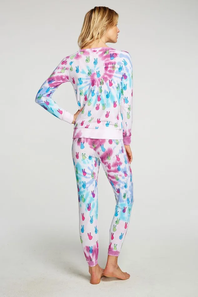 Womens Chaser Brand Bottoms Tie Dye Peace Out Pants