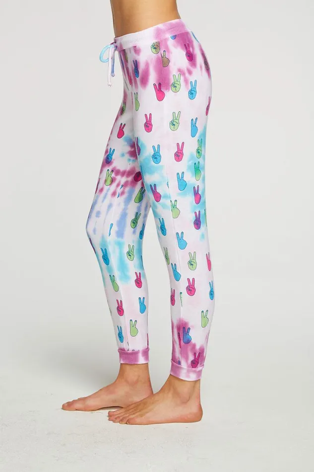 Womens Chaser Brand Bottoms Tie Dye Peace Out Pants