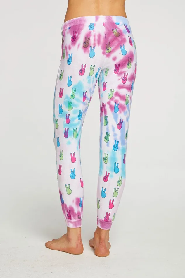 Womens Chaser Brand Bottoms Tie Dye Peace Out Pants