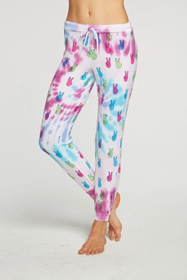 Womens Chaser Brand Bottoms Tie Dye Peace Out Pants