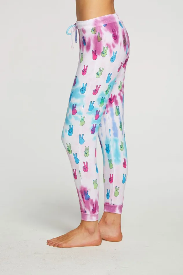 Womens Chaser Brand Bottoms Tie Dye Peace Out Pants