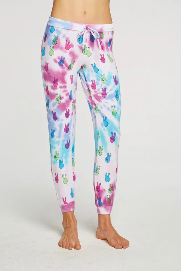 Womens Chaser Brand Bottoms Tie Dye Peace Out Pants
