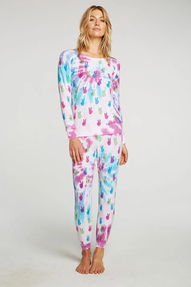 Womens Chaser Brand Bottoms Tie Dye Peace Out Pants
