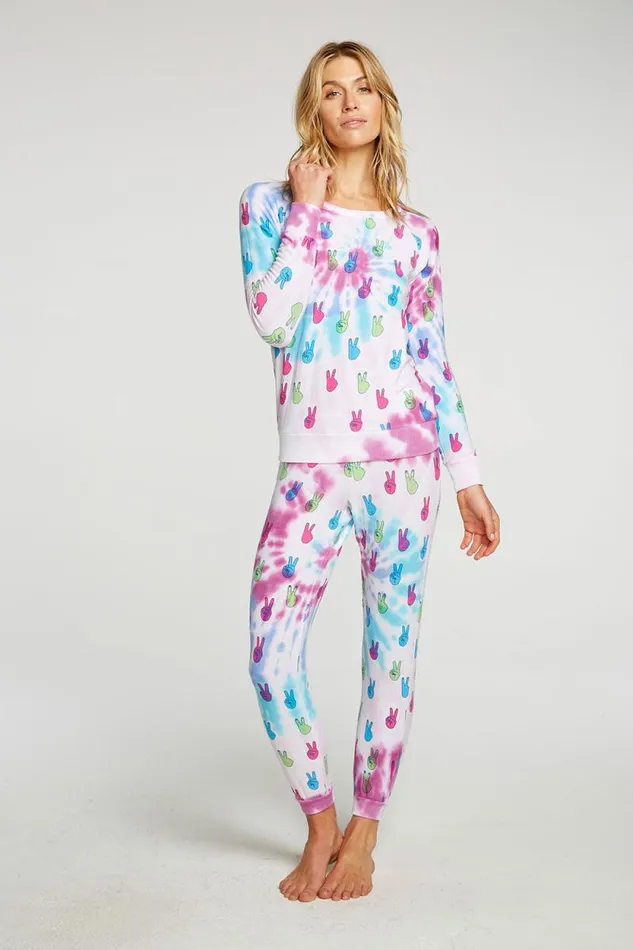 Womens Chaser Brand Bottoms Tie Dye Peace Out Pants