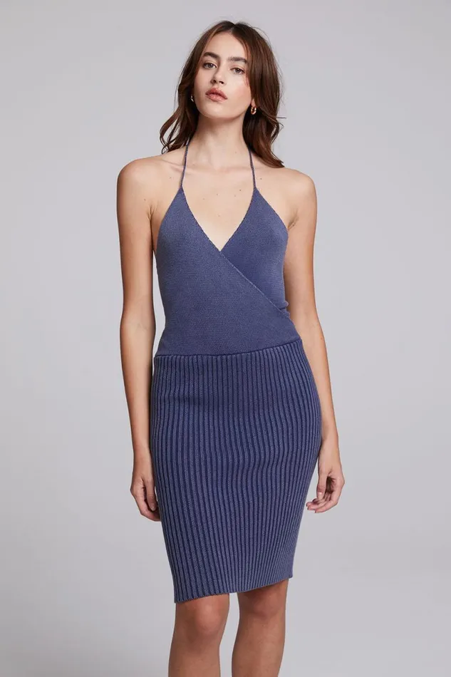 Womens Chaser Brand Dresses Dahlia Washed Indigo Mini Dress