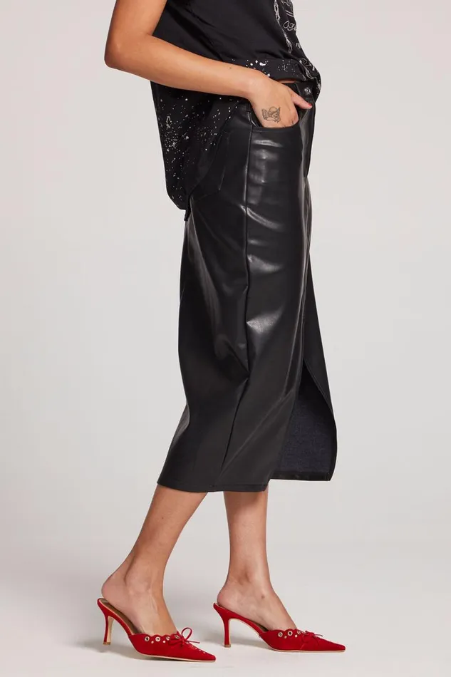 Womens Chaser Brand Loungewear Cassi Licorice Midi Skirt