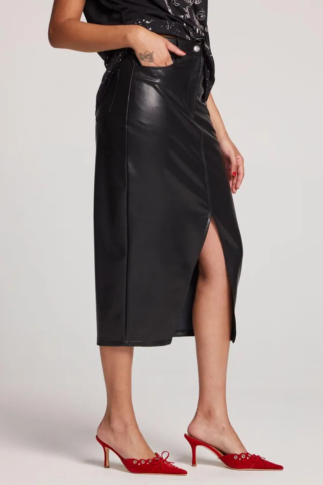 Womens Chaser Brand Loungewear Cassi Licorice Midi Skirt