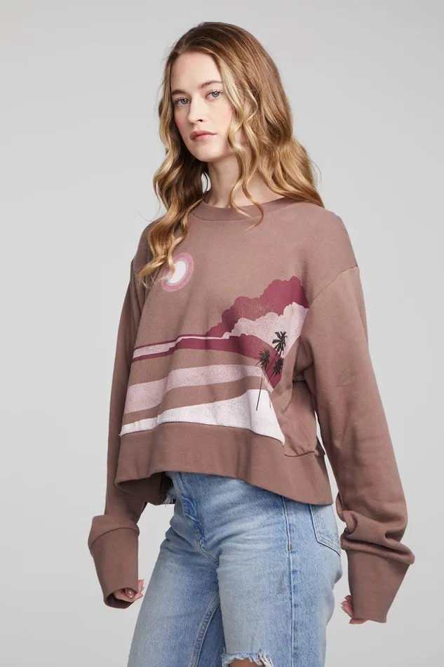 Womens Chaser Brand Tops Abstract Beach Pullover