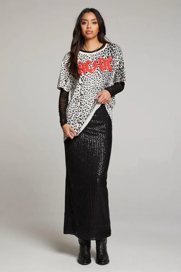 Womens Chaser Brand Tops ACDC Animal Logo Long Sleeve