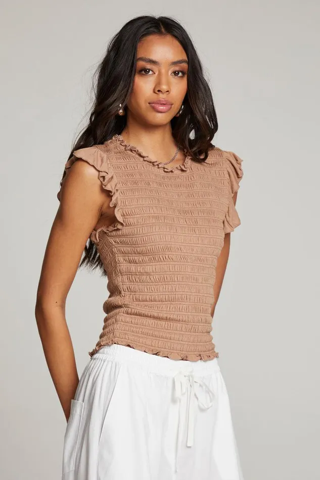 Womens Chaser Brand Tops Ann Warm Taupe Blouse
