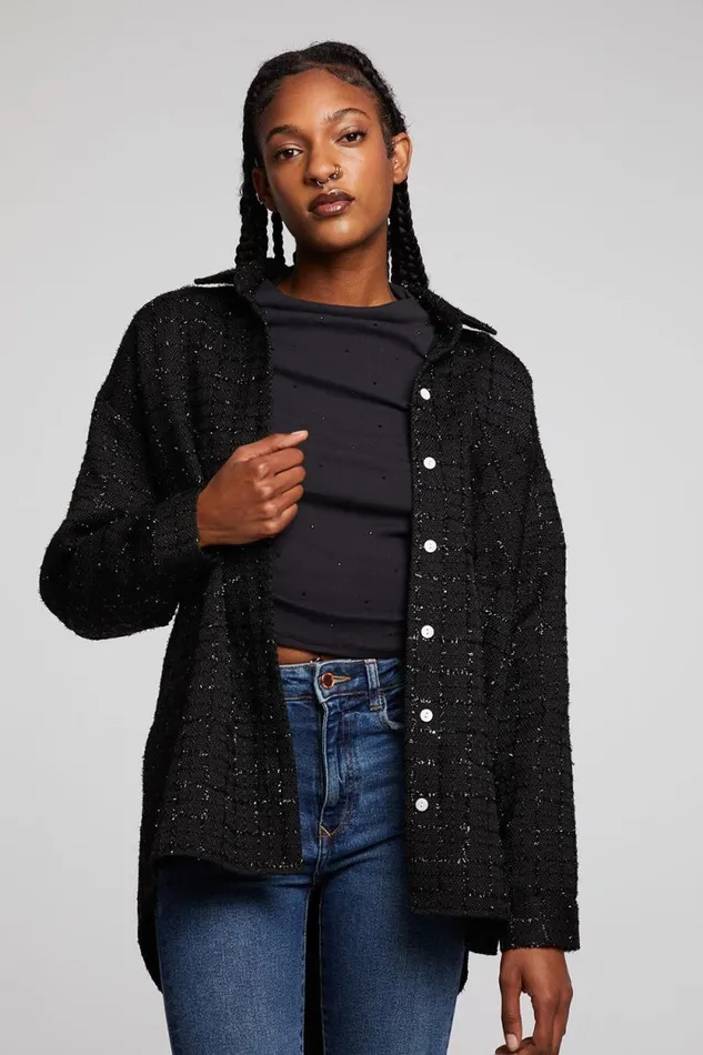 Womens Chaser Brand Tops Blake Licorice Button Down