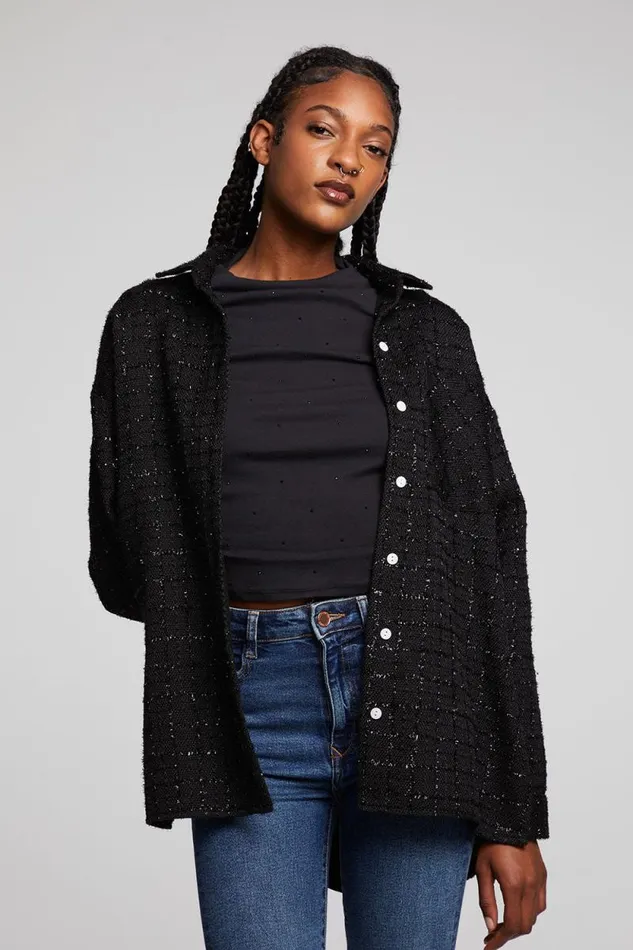 Womens Chaser Brand Tops Blake Licorice Button Down