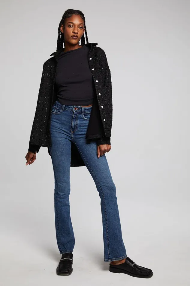 Womens Chaser Brand Tops Blake Licorice Button Down