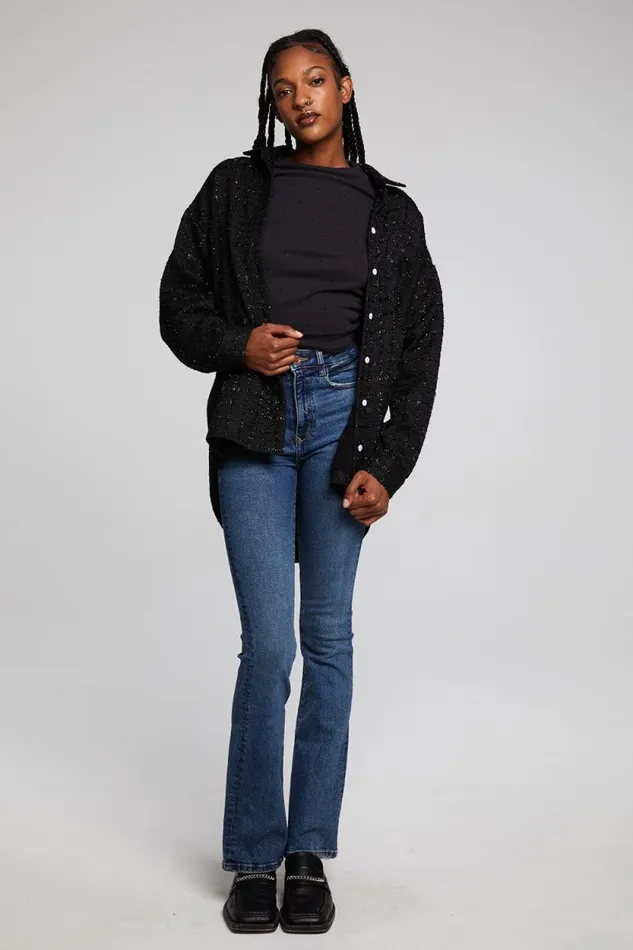 Womens Chaser Brand Tops Blake Licorice Button Down