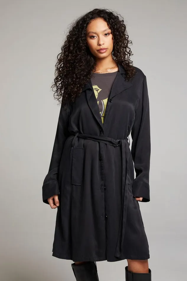 Womens Chaser Brand Tops Ford Licorice Trench Coat